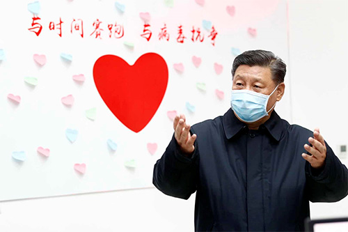 2月10日，習近平在北京朝陽區疾病預防控制中心調研指導新冠肺炎疫情防控工作。