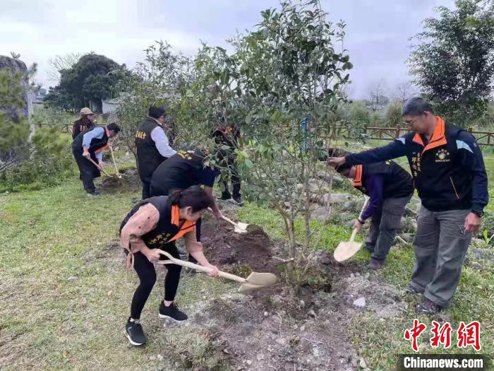 桂臺兩地同胞共同種下象徵團結和希望的“同心樹”